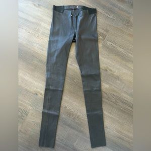 Alice + Olivia 100% lamb skin leather highwaist black leggings.Sz:0 NWT $329